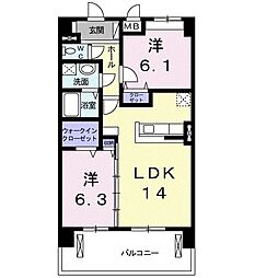 オリーブコート塚田 2LDKの間取図画像