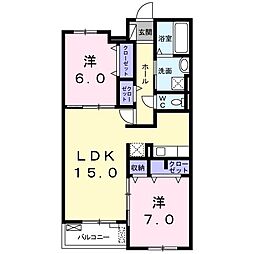 カルム 2LDKの間取図画像