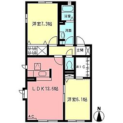 オードリーB 2LDKの間取図画像