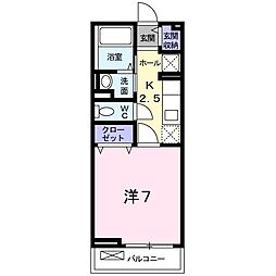 エントフェ 1Kの間取図画像