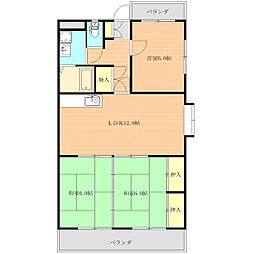 JR豊肥本線 平成駅 徒歩14分の賃貸マンション 4階3LDKの間取り