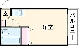 シティパレスあやめ池Ｐ−7 1階ワンルームの間取り