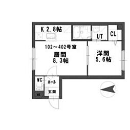 グランメール平岸4・5 1LDKの間取図画像
