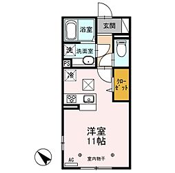 東武伊勢崎線 太田駅 徒歩10分の賃貸アパート 1階ワンルームの間取り