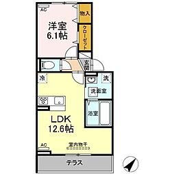 グランパセオ 1LDKの間取図画像