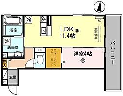 D-room東公園 2階1LDKの間取り