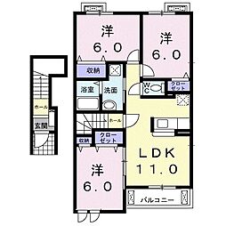 エルフィン　五番館 2階3LDKの間取り