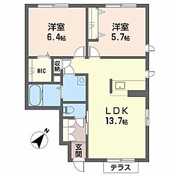 シャーメゾンリヤンA 2LDKの間取図画像