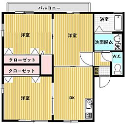 レトア堀川 1階3DKの間取り