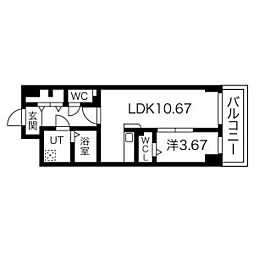 名古屋市営名城線 ナゴヤドーム前矢田駅 徒歩13分の賃貸マンション 5階1LDKの間取り