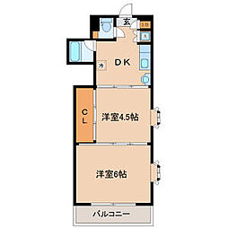 シャングリラ大和町 2DKの間取図画像