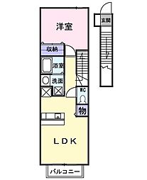 フローラ・フレーバー 2階1LDKの間取り