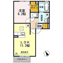 ルーヴェン　ブルン 1階1LDKの間取り