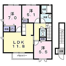 コンフォール　Ａ 2階3LDKの間取り
