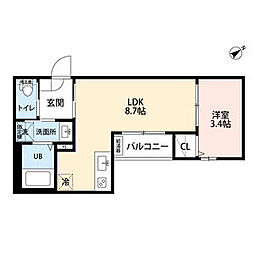 ROBOT　HOUSE　守山B棟(ロボットハウ 1階1LDKの間取り