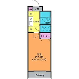 ドエル21 1Kの間取図画像