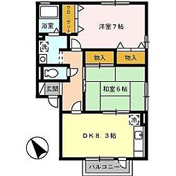 ハイツ末武2 2DKの間取図画像