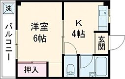コーポ久 1Kの間取図画像