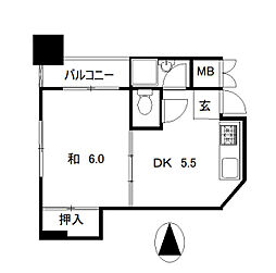 合田ビル 5階1DKの間取り