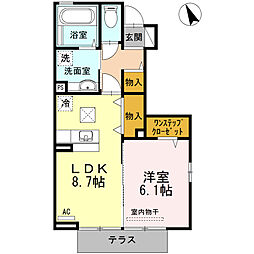 パースハイムB 1LDKの間取図画像