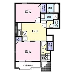 ゆうゆうトピア 1階2DKの間取り
