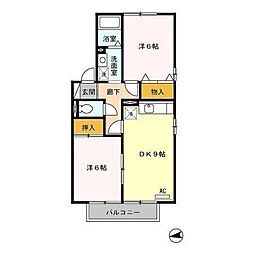 グリーンハイツ 2DKの間取図画像