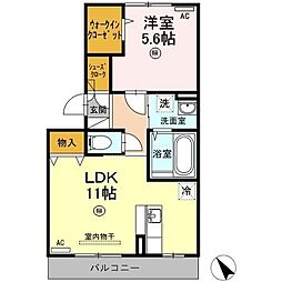 ハウスひまわり 2階1LDKの間取り