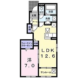 ファザム・ツイン菊池B 1LDKの間取図画像