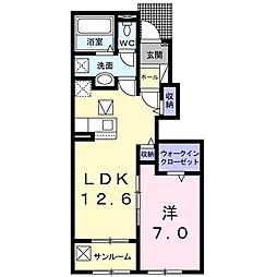 ファザム・ツイン菊池C 1LDKの間取図画像