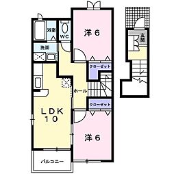 イーストカーサB 2LDKの間取図画像
