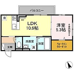グラシア旭南 1LDKの間取図画像