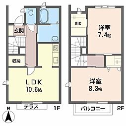 シャーメゾンりんごの樹　A棟 1階2LDKの間取り