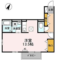 ボナールＫII 1階ワンルームの間取り