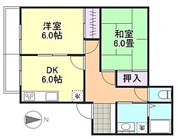 セレッソ玉島 2DKの間取図画像