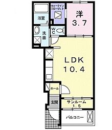ホワイトダフネ 1LDKの間取図画像