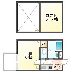 ロフティ四条大宮 1階1Kの間取り