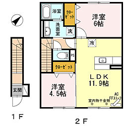 ユカレリ ハレ 2階2LDKの間取り