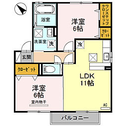 カサ・マールKB 2LDKの間取図画像