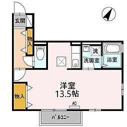 ボナールＫII 1階ワンルームの間取り