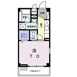 ベルルーチェ糀谷 1Kの間取図画像