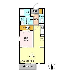 メイサ氷川 1階1LDKの間取り