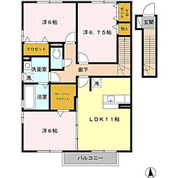 ヴィレッジロイヤル中央台B 3LDKの間取図画像
