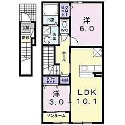 ディアコート 2LDKの間取図画像