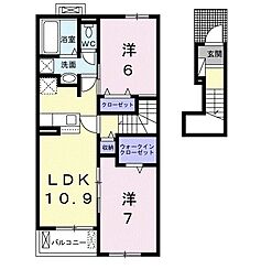 デリス・シャルマンII 2階2LDKの間取り