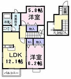 フリージア 2LDKの間取図画像