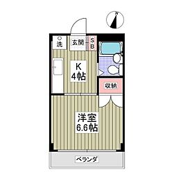 クーノス北坂戸 1Kの間取図画像