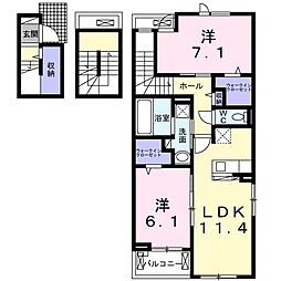 ラシュレ 2LDKの間取図画像