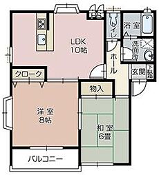 クリーンシャトーB 2LDKの間取図画像