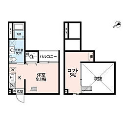 Lucie鳴海(ルシエナルミ) 1階ワンルームの間取り