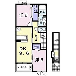 レジデンス愛B 2DKの間取図画像